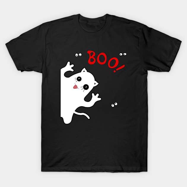 Adorable Ghost Cat Halloween Cute Boo T-Shirt by thanhtinhcntt299